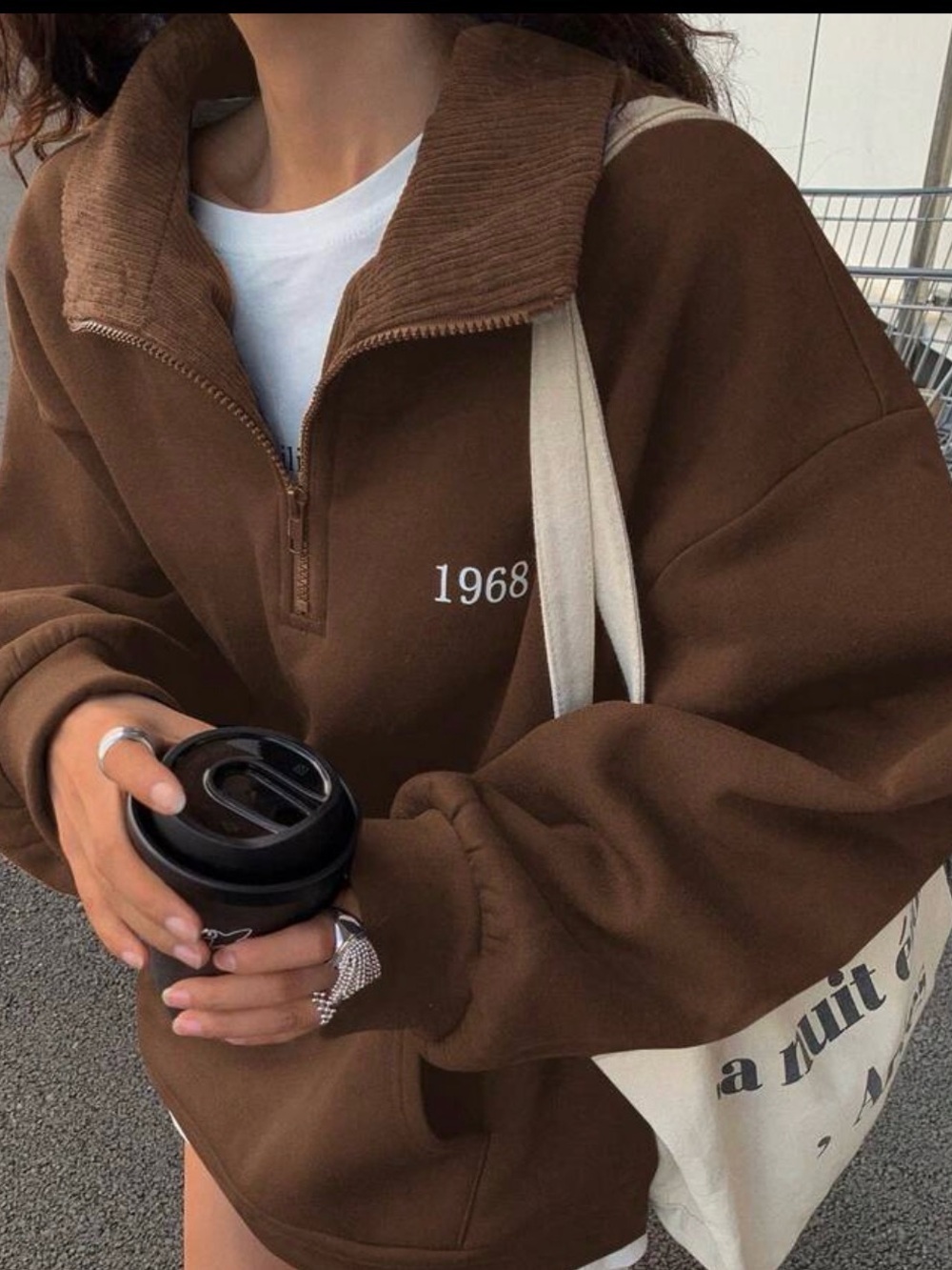 4-25$Cozy Brown 1968 Half-Zip Pullover